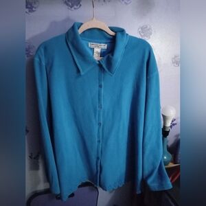 Carolyn Taylor Teal Button-Up Top